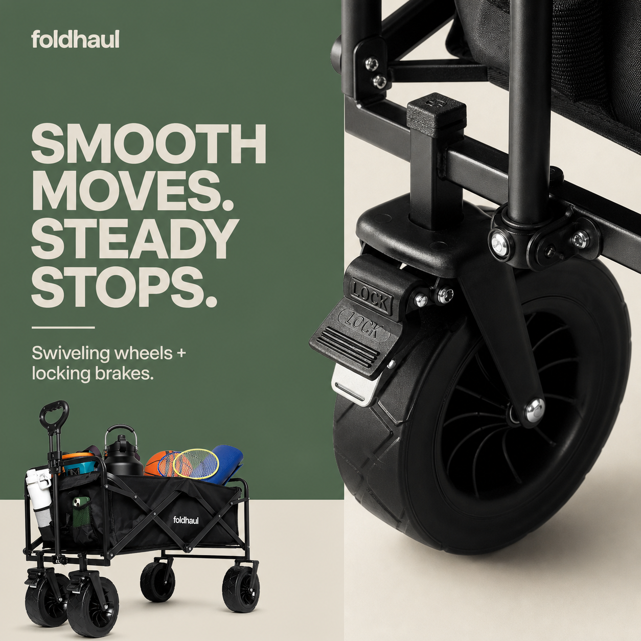 Foldhaul One | Collapsible Folding Wagon Cart for Groceries