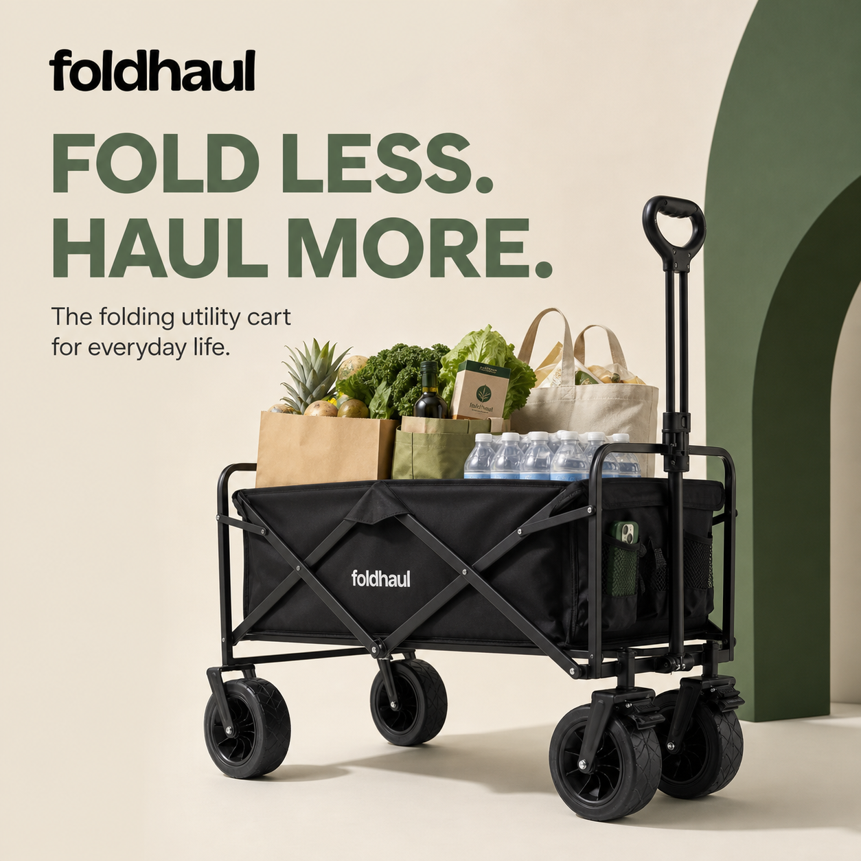 Foldhaul One | Collapsible Folding Wagon Cart for Groceries