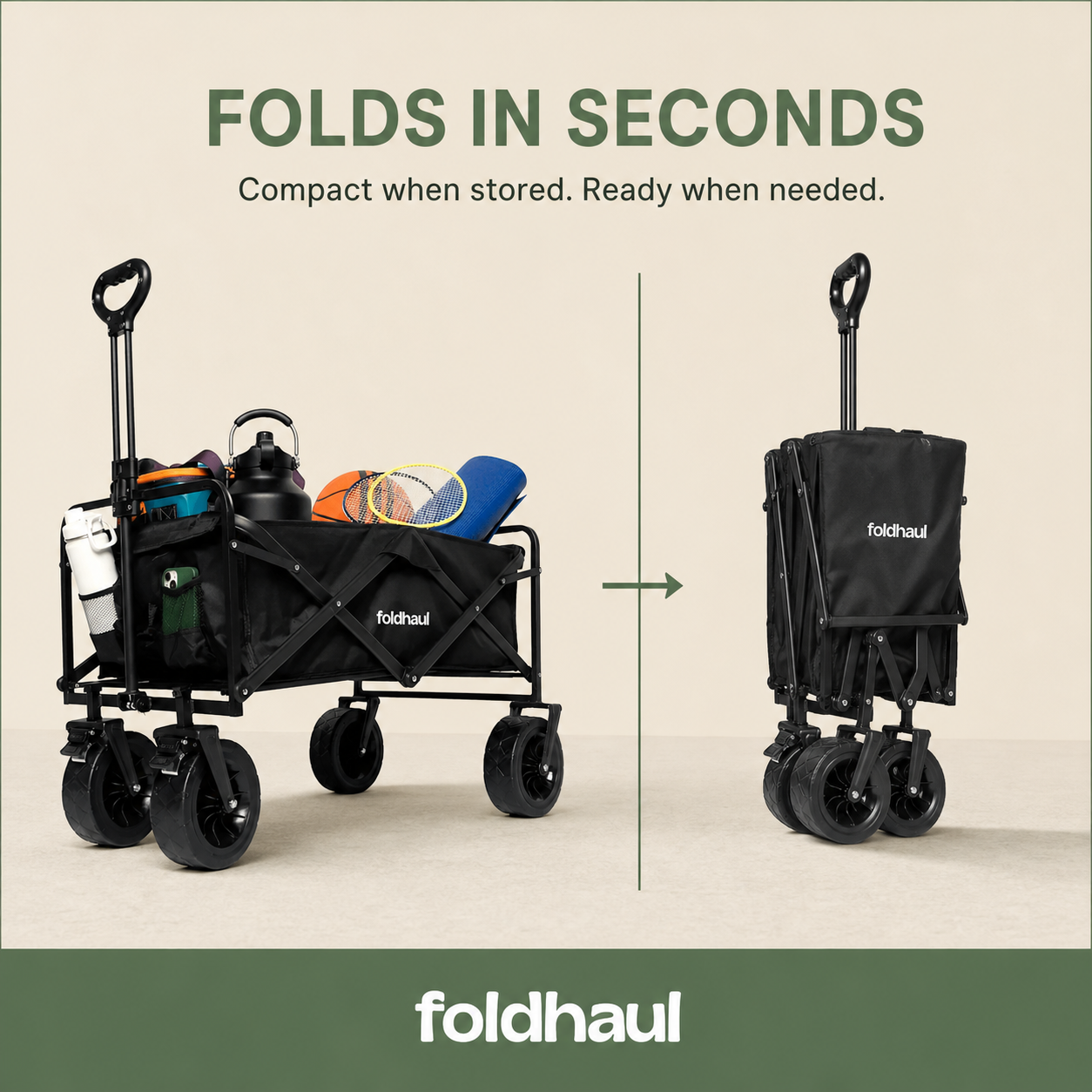 Foldhaul One | Collapsible Folding Wagon Cart for Groceries