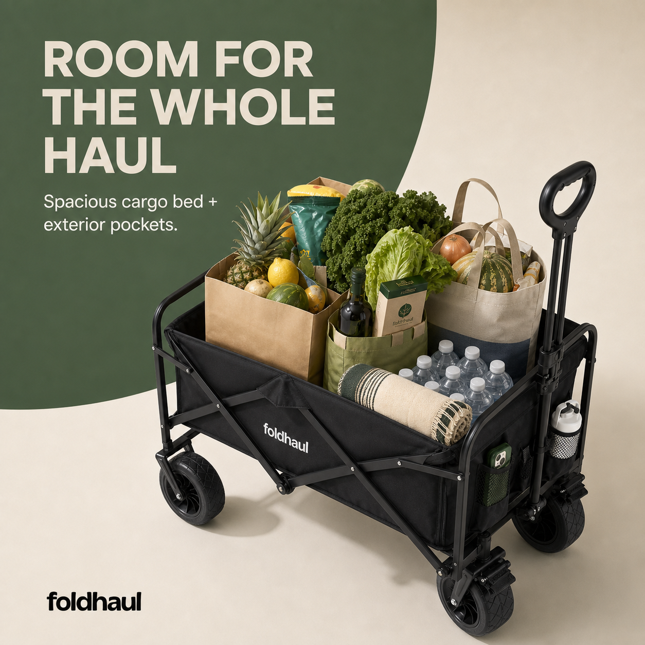 Foldhaul One | Collapsible Folding Wagon Cart for Groceries